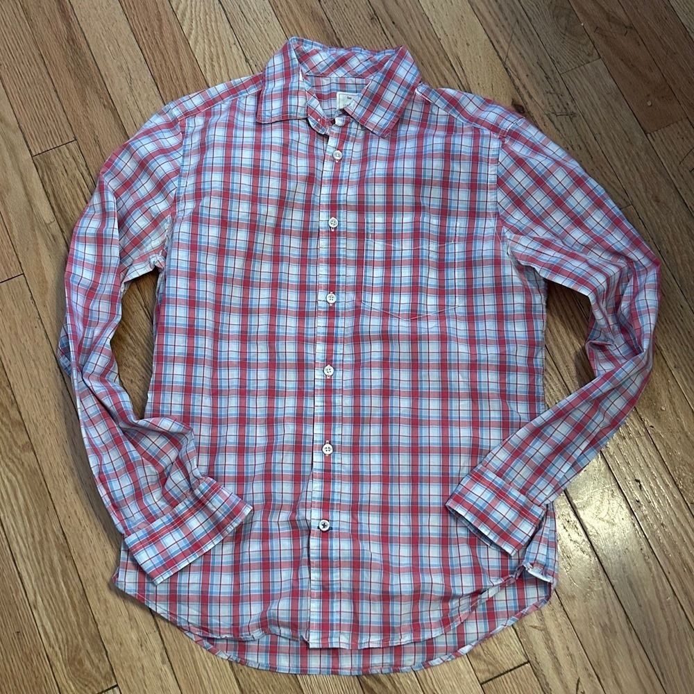 Gap‎ Pink Plaid Button Down Long Sleeve Casual Shirt Top T35-18